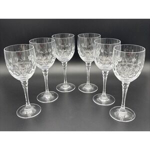 Vintage Nachtmann Bamberg Tall Cut Crystal Wine Glasses - Set of 6 - 8.5 Inches